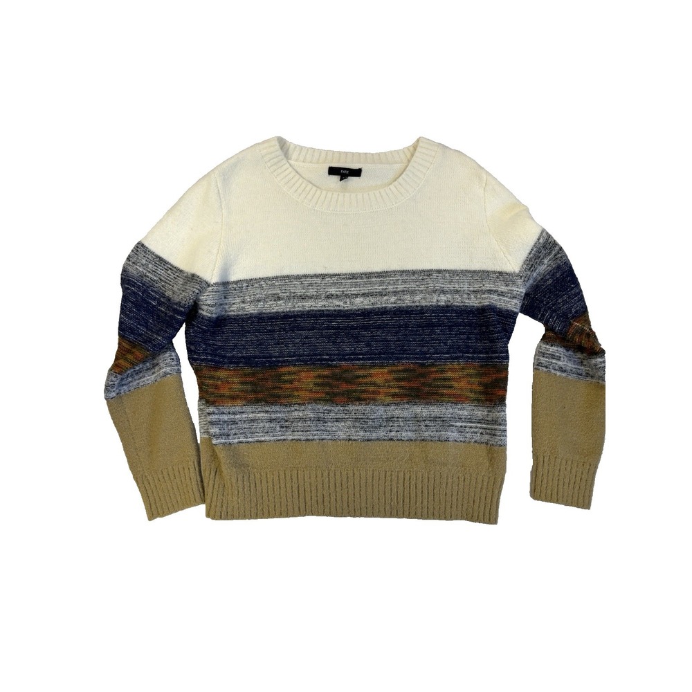 Fate Juniors Med Soft Colorblock Sweater Cozy Winter BOHO Cabincore Fisherman